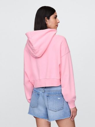 Fransız Havlu Büyük Boy Kırpılmış Kapüşonlu Sweatshirt