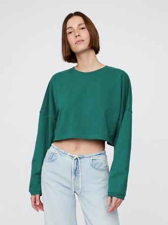 Fransız Havlu Büyük Boy Kırpılmış Sweatshirt