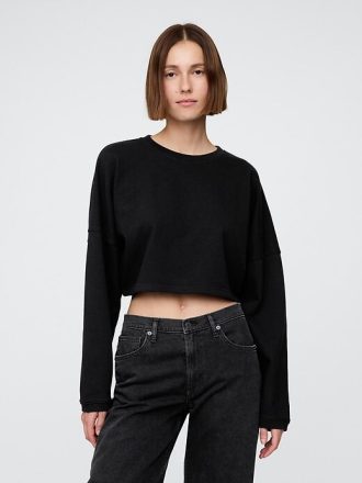 Fransız Havlu Büyük Boy Kırpılmış Sweatshirt