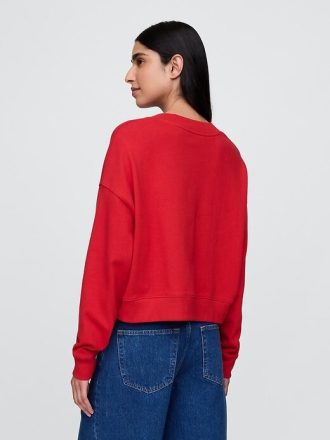 Fransız Havlu V Yaka Kısa Sweatshirt