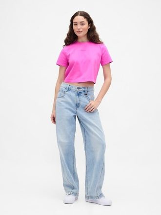 Gap × BÉIS Organik Pamuklu VintageSoft Crop Grafikli Tişört