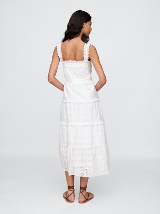 Gap × DÔEN Eyelet Midi Elbise