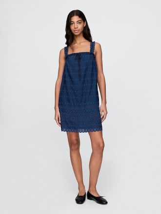 Gap × DÔEN Eyelet Shift Mini Elbise