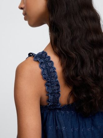 Gap × DÔEN Eyelet Shift Mini Elbise