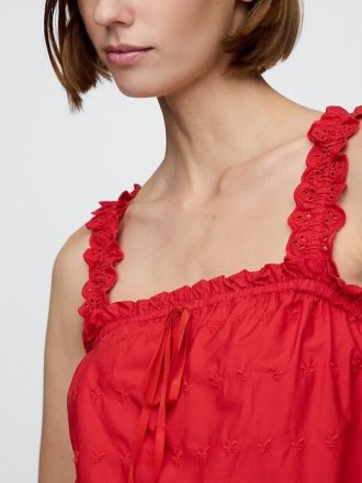 Gap × DÔEN Eyelet Shift Mini Elbise