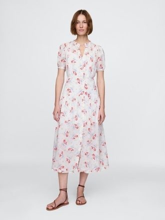 Gap × DÔEN Pintuck Floral Midi Elbise