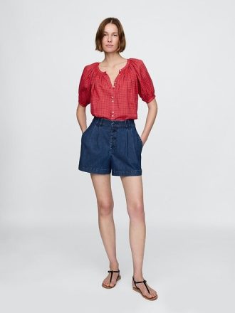 Gap × DÔEN Yüksek Bel Pileli Kot Pantolon Şort