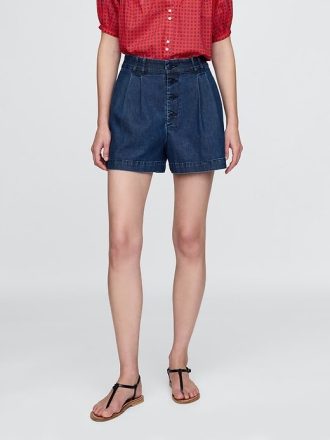 Gap × DÔEN Yüksek Bel Pileli Kot Pantolon Şort