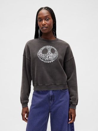Gap × Disney Tim Burton’ın Kabus Öncesi Noel Ağır Sıklet Kafatası Sweatshirt’ü