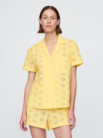 Gözlü Poplin Pijama Takımı
