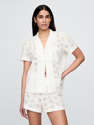 Gözlü Poplin Pijama Takımı