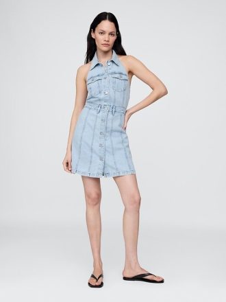 Icon Denim Askılı Mini Elbise