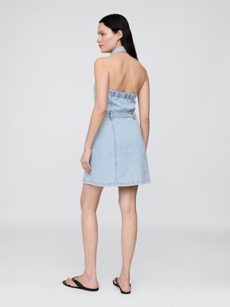 Icon Denim Askılı Mini Elbise