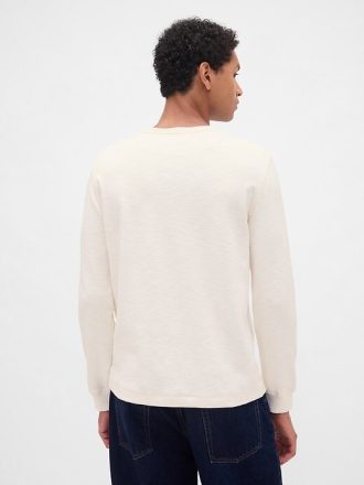 Çift Örgü Henley Tişörtü