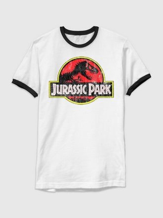 Jurassic Park Klasik Logo Grafikli Zil Tişörtü