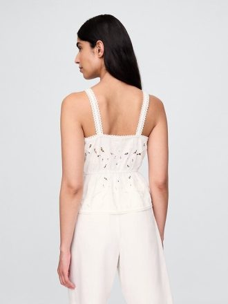 Keten Karışımlı Gözlü Peplum Üst