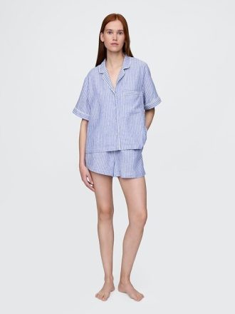 Keten Karışımlı Pijama Şortu
