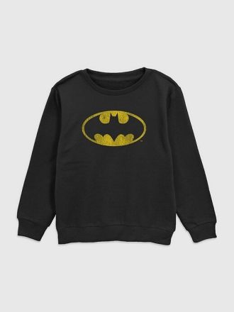 Küçük Çocuk DC Comics Batman Vintage Logo Grafikli Mürettebat Yaka Sweatshirt