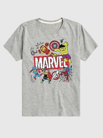 Küçük Çocuk Marvel Avengers Doodle Kısa Kollu Grafik Tişört