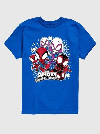 Küçük Çocuk Marvel Örümcek Adam ve Arkadaşları Kısa Kollu Grafik Tişört
