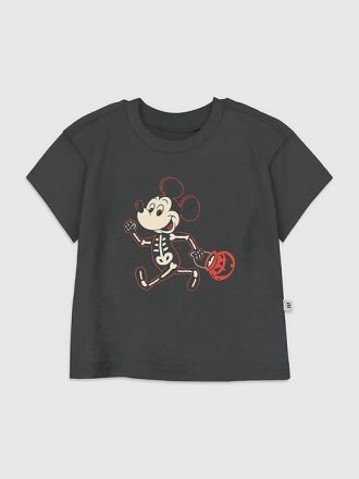 Küçük Çocuk Mickey Mouse Cadılar Bayramı Grafik Tişörtü