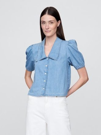 Kot Puf Kollu Yakalı Gömlek