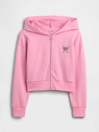 Lilo & Stitch Çocuk Fransız Havlu Kırpılmış Fermuarlı Kapüşonlu Sweatshirt