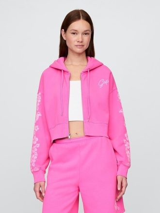 Lilo & Stitch Yetişkin VintageSoft Kırpılmış Fermuarlı Kapüşonlu Sweatshirt