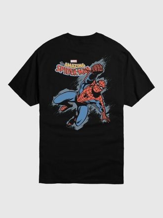 Marvel Grunge Spiderman Kısa Kollu Tişört