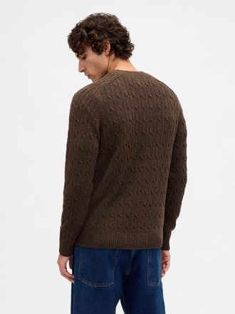Merino Yün Karışımlı Kablo Örgü Kazak