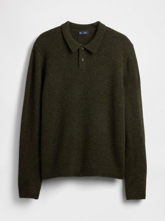 Merino Yün Karışımlı Polo Kazak
