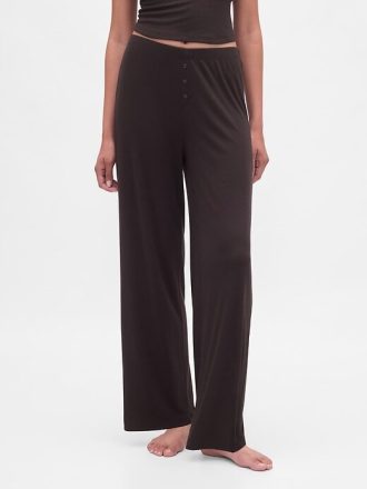 Mini Kaburga Geniş Paça Pijama Pantolonu