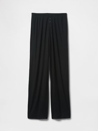 Mini Kaburga Geniş Paça Pijama Pantolonu