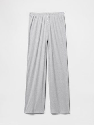 Mini Kaburga Geniş Paça Pijama Pantolonu