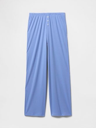 Mini Kaburga Geniş Paça Pijama Pantolonu