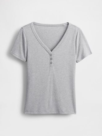Mini Kaburga Henley PJ Üstü