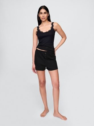 Mini Rib Dantel Pijama Üstü