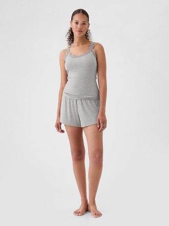 Mini Rib Dantel Pijama Üstü
