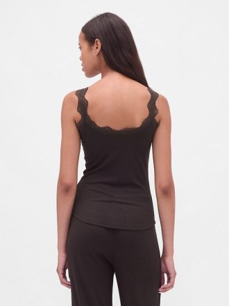 Mini Rib Dantel Pijama Üstü