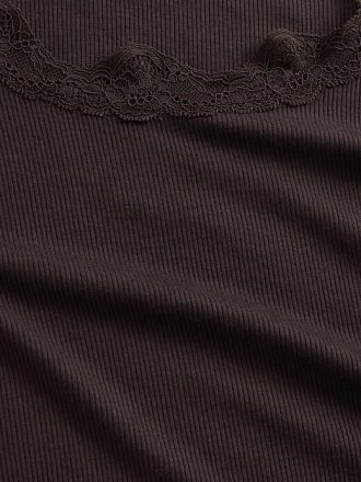 Mini Rib Dantelli Pijama Üstü