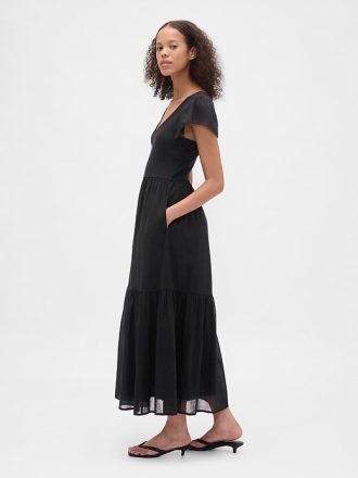 Modern Karma Medya Volanlı Uzun Elbise
