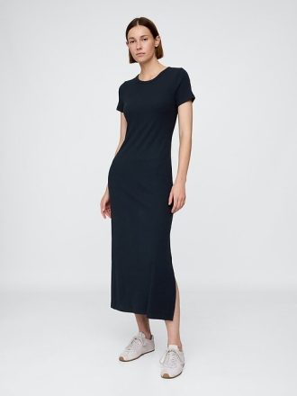 Modern Rib Maxi Tişört Elbise