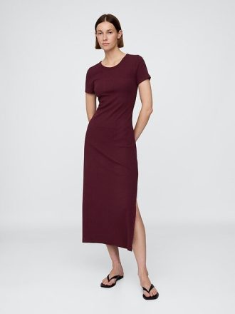 Modern Rib Maxi Tişört Elbise