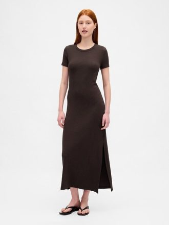 Modern Rib Maxi Tişört Elbise