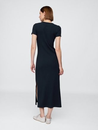 Modern Rib Maxi Tişört Elbise