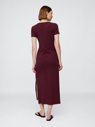 Modern Rib Maxi Tişört Elbise