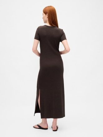 Modern Rib Maxi Tişört Elbise