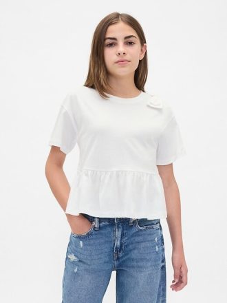 Çocuk Fiyonklu Peplum Tişört
