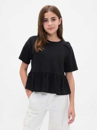 Çocuk Fiyonklu Peplum Tişört