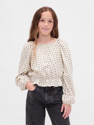 Çocuklar için Buruşuk Peplum Üst